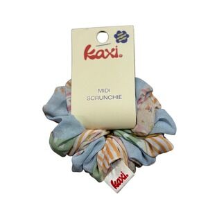 Kaxi Midi Scrunchie Hair Tie Accessory Floral Print Blue Orange Pink NewWith Tag